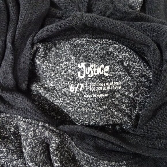 Justice Hoodie and Jogger Outfit Girls Size 6 7 Black Gray Activewear Sportswear - Picture 7 of 10